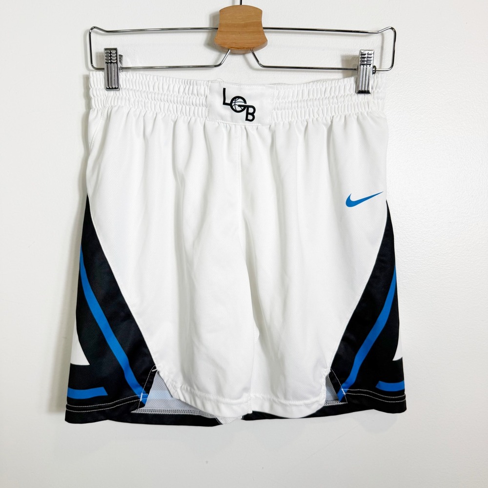 Nike Basketball Shorts Mens Small White Blue Black LGB Logo Athletic 932298